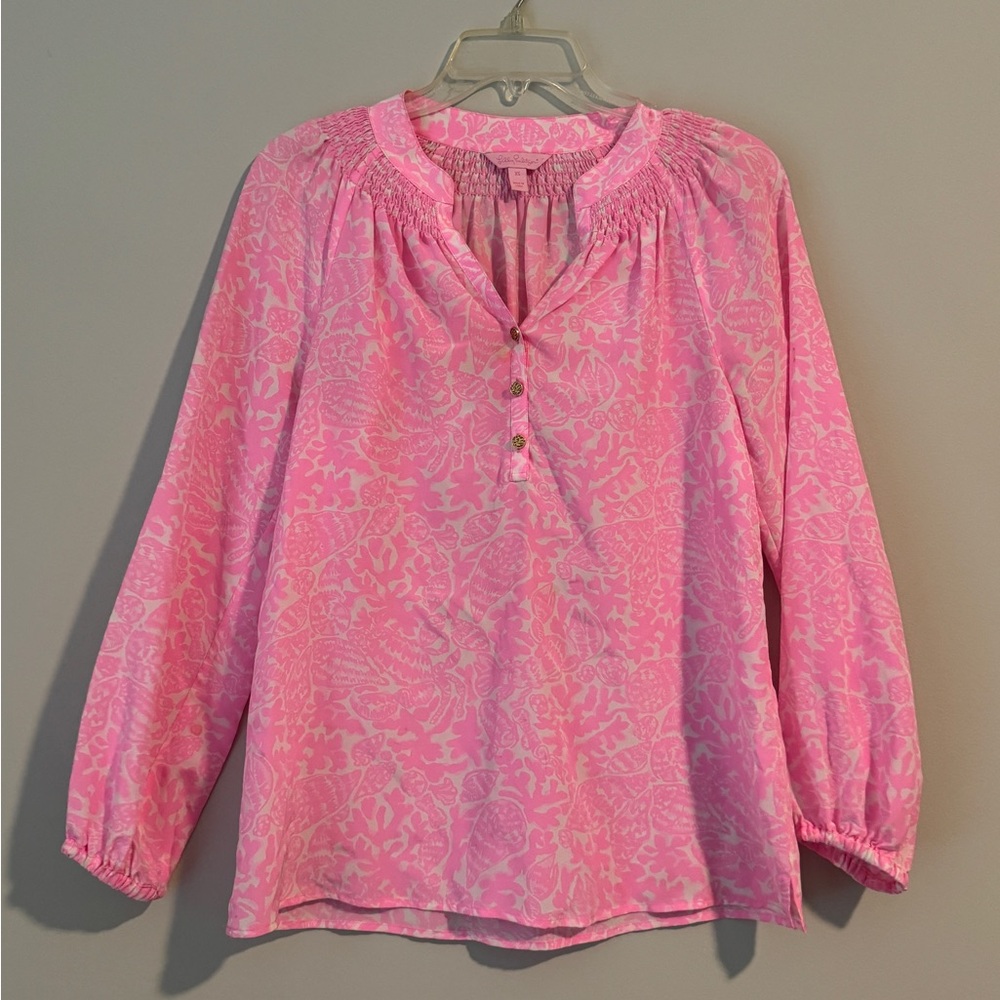 Lilly Pulitzer 100% Silk Elsa Top #600 January 2014 Style 41773 READ DESCRIPTION